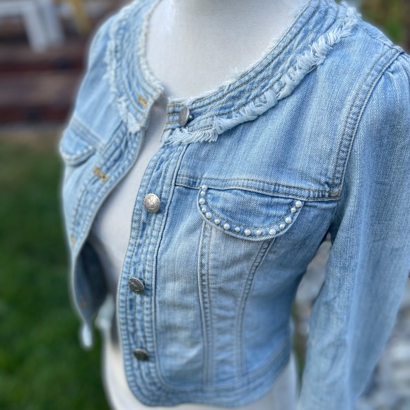 Etam Weekend cropped pear beaded denim jacket 36 - Picture 4 of 15
